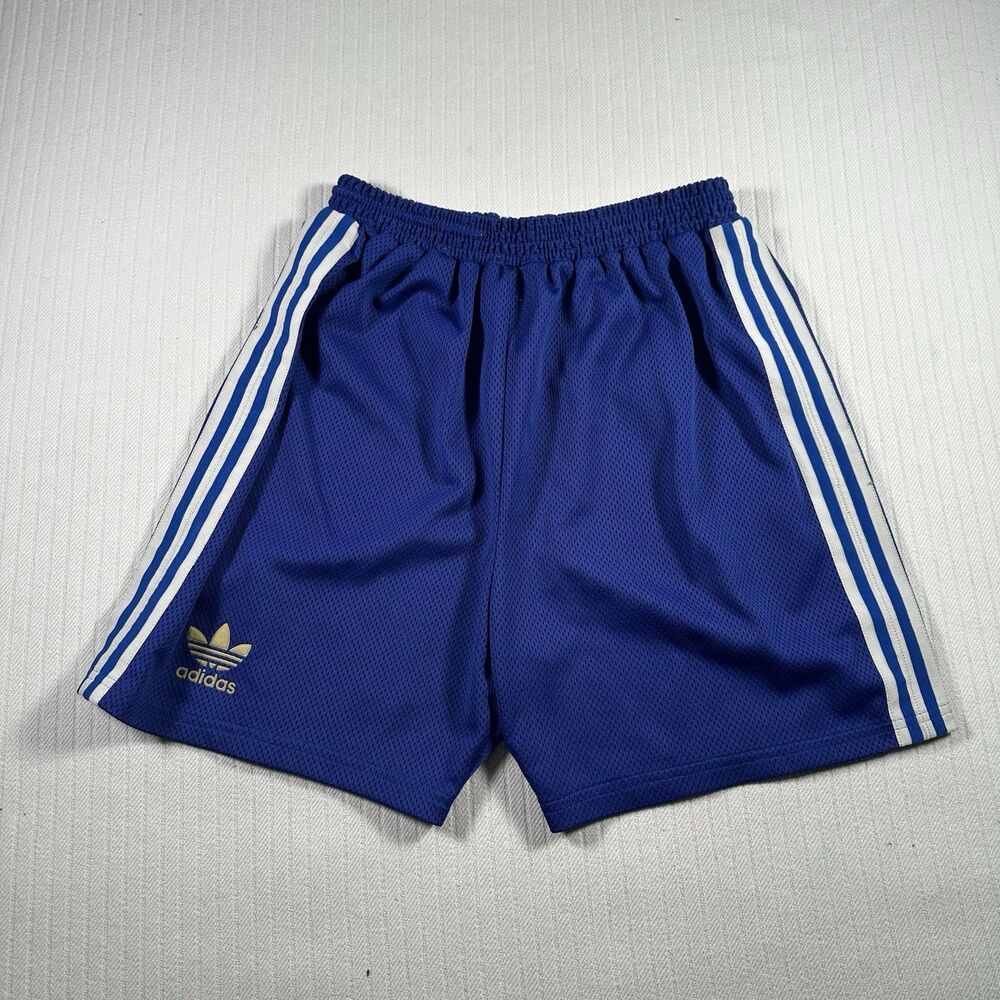 Adidas Men’s Large Blue Athletic Shorts 3 Stripe Mesh Basketball Gym Sports